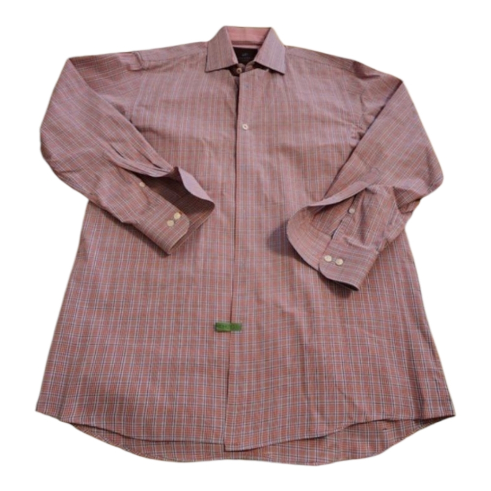 Tattersall London Red Plaid button down shirt men's size 16‎ 32/33